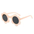Peach jelly flower shaped children's sunglasses with dark lenses for fashion style - Barbie Pink