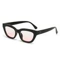 Modische Cat-Eye-Sonnenbrille mit schwarzem Rahmen und hellrosa Verlaufsgläsern für Damen - Schwarzer Rahmen Blush-Gläser