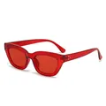 Modische rote Retro-Sonnenbrille für Damen im trendigen Jelly-Cat-Eye-Rahmen-Design - Roter Rahmen Rote Gläser