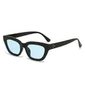 Schicke Retro Katzenaugen-Sonnenbrille für Damen in Schwarz mit blauen Gläsern - Schwarzer Rahmen Blaue Gläser