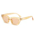 Modische Retro-Sonnenbrille in Gelee-Bernstein mit transparentem quadratischem Rahmen für Damen. - Hellbrauner Rahmen Braune Gläser