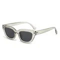 Retro-Sonnenbrille für Damen in transparentem Grau, trendiges Modedesign - Grauer Rahmen / Schwarzgraue Gläser