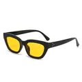 Retro-Cat-Eye-Sonnenbrille mit schwarzem Rahmen und gelben Gläsern für Damen Mode. - Schwarzer Rahmen Gelbe Gläser