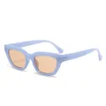 Trendige Retro-Damen-Sonnenbrille mit hellblauem Jelly-Gestell und orangefarbenen Gläsern - Gelee Blau Tee Gläser