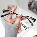 Professionele zwart-zilveren metalen leesbril met halfrand en blauwlichtfilter - 3.50 Dioptrie / Zwart Zilver (K002 Leesbril)