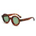 Retro round tortoiseshell sunglasses with thick frames and green lenses for women - Tortoise Tea Frame Green Lens