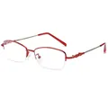 Elegante rote Lesebrille aus Metall mit Halbrand und Blaulichtschutz - 3.50 Dioptrien / Rot