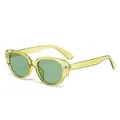 Modische, durchsichtige gelbe Cat-Eye-Sonnenbrille für Damen mit grünen Gläsern - Grüner Rahmen / Grüne Gläser