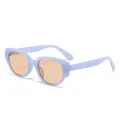 Stilvolle lavendelfarbene Katzenaugen-Sonnenbrille mit bernsteinfarbenen Gläsern. - Seeblauer Rahmen Teefarbene Gläser