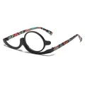 Schmink-Lesebrille mit einem um 180 Grad drehbaren Einzelglas und bunten Mustern - 100 / Glänzend Schwarz Bedruckt