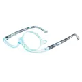 Rotierende Schmink-Lesebrille mit einer Linse und hellblauen gemusterten Bügeln - 100 / Transparent Blau Bedruckt