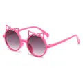 Cute pink cat ear toddler sunglasses with bow details - Rose Red Frame Gradient Grey Lens
