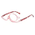 Pinkfarbene Make-up-Lesebrille mit um 180 Grad drehbarer Einzellinse und Leopardenbügeln - Transparentes Rosa Bedruckt