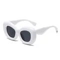 Gafas de sol de moda con montura de burbuja blanca y lentes oscuras grandes - Montura Blanca Lente Gris Oscuro
