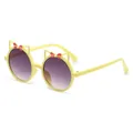 Cute yellow children cat ear sunglasses with pink bowties and round gradient lenses - Yellow Frame Gradient Grey Lenses