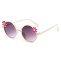 Cute white kids sunflower sunglasses featuring purple gradient lenses for stylish UV protection - Beige Frame Gradient Grey Lens
