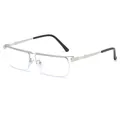Occhiali da lettura semi-a giorno anti-luce blu da uomo con montatura in metallo argento - 3.50 Diottrie / Cornice Argentata