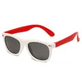 Stylish polarized silicone children sunglasses with white frame and red temples - White Frame Red Legs Grey Lens