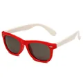 Red and white two-tone kids sunglasses with dark polarized lenses - Red Frame with White Legs