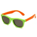 Children's polarized sunglasses with flexible green and orange silicone frames for kids - Green Frame Orange Legs