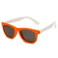 Children's polarized sunglasses with orange silicone frame and white temples for boys girls - Orange Frame White Temples