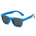 Kids polarized sunglasses with blue silicone frame and dark lenses - Blue Frame Blue Legs