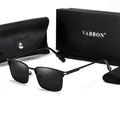 Detail view of men's polarized sunglasses set with metal frame and black storage case - Polarized Full Set Packaging / Black Frame Grey Lens