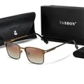 Detailed view of stylish men's polarized sunglasses with VABBON premium packaging - Polarized Full Set Packaging / Tea Frame Tea Lens
