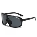Fashionable oversized sports shield sunglasses for outdoor cycling and wind protection - Black Frame Gray Lens