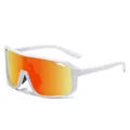 White frame sports cycling sunglasses with vibrant orange mirrored gradient lens - White Frame Red Mirrored Lens