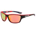 Red and black polarized sports sunglasses with colorful mirrored lenses for cycling - Black Red Frame Red Mercury Lens