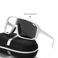 Stylish white frame sports cycling sunglasses featuring photochromic lenses and hard case - Solid White Frame Photochromic
