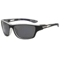 Polarized sports sunglasses for cycling and running with UV400 protection, black grey frame. - Transparent Grey Frame Grey Lens