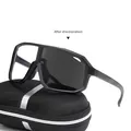 Photochromic sports sunglasses with oversized black frame and protective hard shell case - Black Frame Photochromic Lens