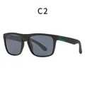 Lunettes de soleil de sport polarisées noir mat pour hommes avec protection UV et conduite - Monture Noir Vert - Lentille Grise