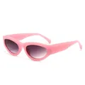 Retro pink cat-eye sunglasses featuring chic gradient lenses in a minimalist style - Jelly Pink Frame Double Grey Lens