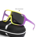 Oversized sports cycling sunglasses with a purple and yellow gradient frame design - Purple Yellow Frame Photochromic