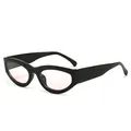 Retro cat eye sunglasses featuring black PC frame and stylish pink tinted lenses for women - Black Frame Blush Lens