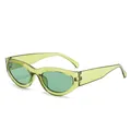 Retro olive green cat-eye sunglasses with translucent PC frame and matching lenses. - Green Frame Green Lens
