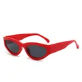 Retro chic cat-eye sunglasses featuring a vibrant red PC frame and dark tinted lenses - Red Frame with Dark Gray Lenses