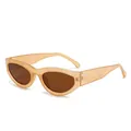 Vintage cat-eye sunglasses with translucent amber PC frame and brown lenses - Brown Frame Tea Lens