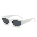 Retro white cat-eye sunglasses with dark lenses and minimalist PC frame design - White Frame Black Gray Lens