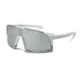 Gafas de sol deportivas de ciclismo para niños con montura blanca y lentes de espejo - Marco Blanco Lentes de Espejo Plateado