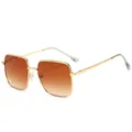 Gafas de sol infantiles de montura cuadrada metálica con lentes degradadas marrones - Montura Dorada Lentes Marrones