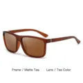 Men's retro polarized sports sunglasses with matte tea frame and tea lenses - Brown Frame Tea Lens
