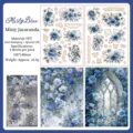 Misty Blue λουλουδάτα αυτοκόλλητα PET με χρυσό φύλλο για διακόσμηση ημερολογίου σετ - 4 Φύλλα/Συσκευασία / Ομιχλώδες Μπλε