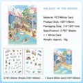 Kit d'autocollants de scène de dessin animé DIY avec feuilles PET et carte - Coconut Grove Vacation / 3 Feuilles