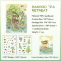 Set de stickers scène 3D Bamboo Tea Retreat avec 2 feuilles PET et 1 carte de scène - Retraite de Thé en Bambou / 3 Feuilles