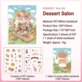 Set d'autocollants de scène de dessin animé miniature Dessert Salon avec feuilles PET - Salon des Desserts / 3 Feuilles