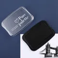 Black water-based ink pad for DIY stamps with transparent Pure Palette lid on blue background - Vintage Black